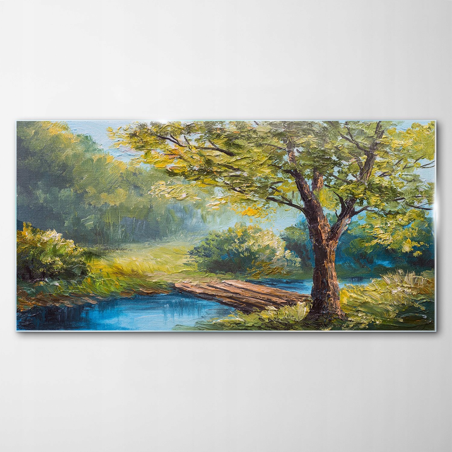

Obraz Szklany Dekor Jezioro Las Most Lato 120x60