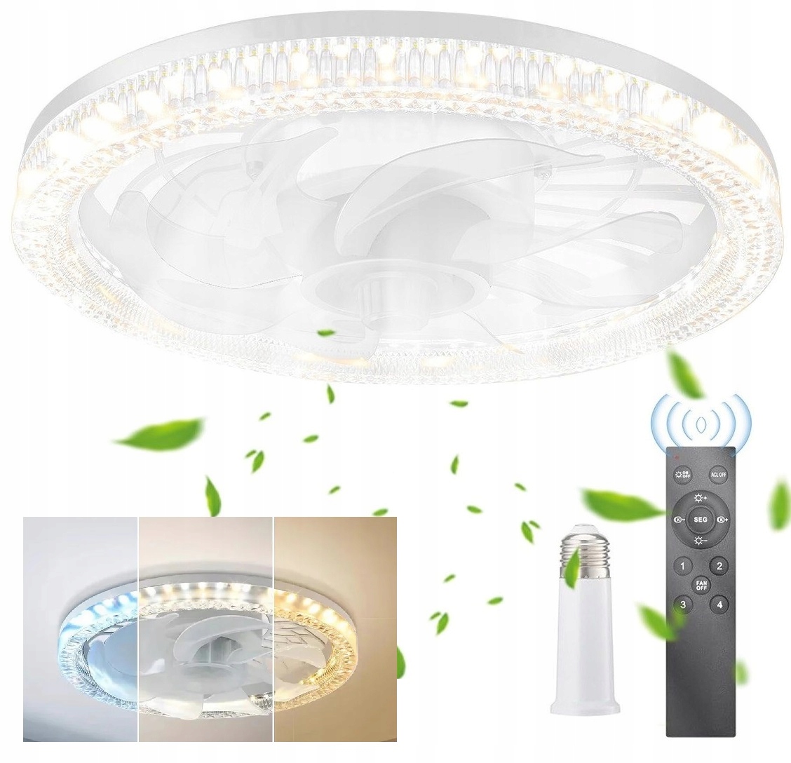 Stropní ventilátor větráček lampa stropní svítidlo Led E27 univerzální 2v1 dálkový ovladač