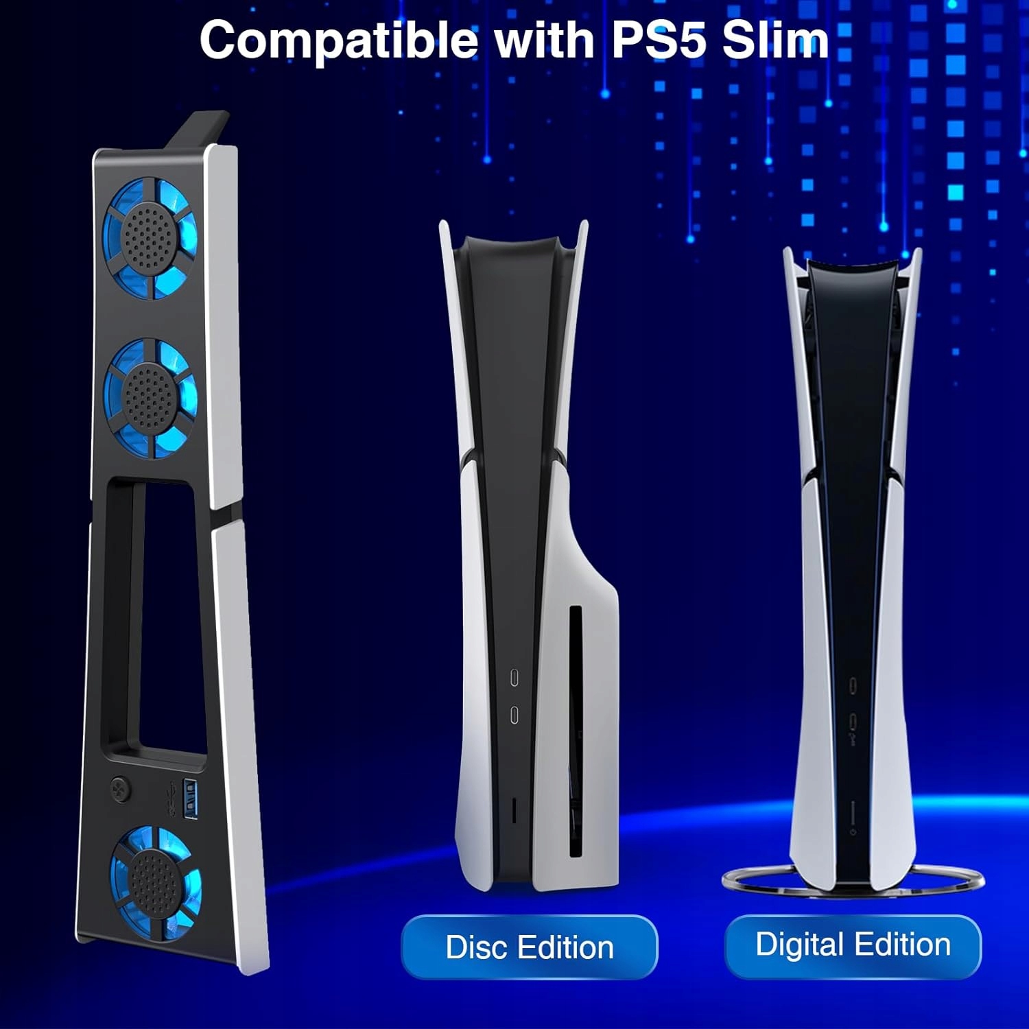 WENTYLATOR LED DO PLAYSTATION 5 SLIM COOLER HUB USB DO PS5 SLIM Kod producenta P5S003