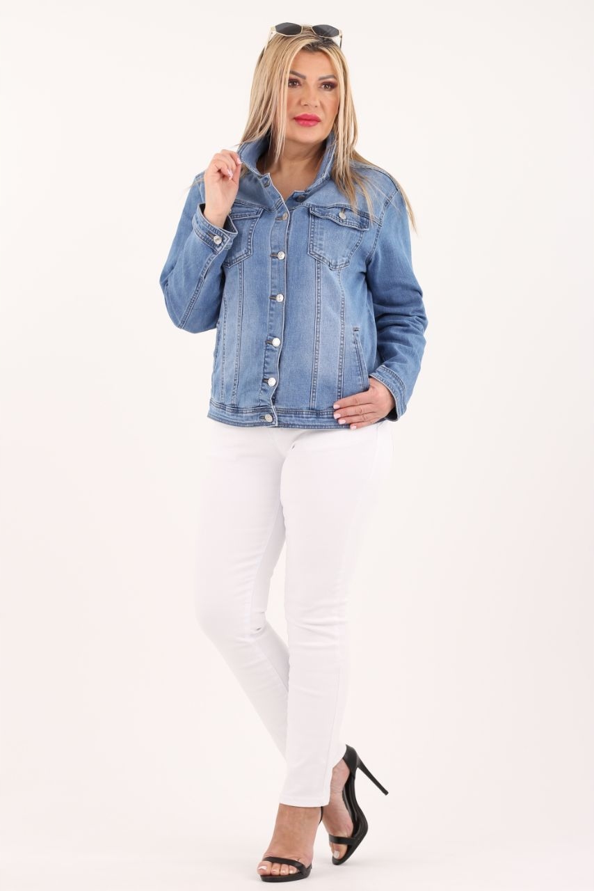 KATANA DAMSKA JEANS KURTKA JEANSOWA DUŻE ROZMIARY SPORTOWA OVERSIZE MODNA Marka FEMIMODA