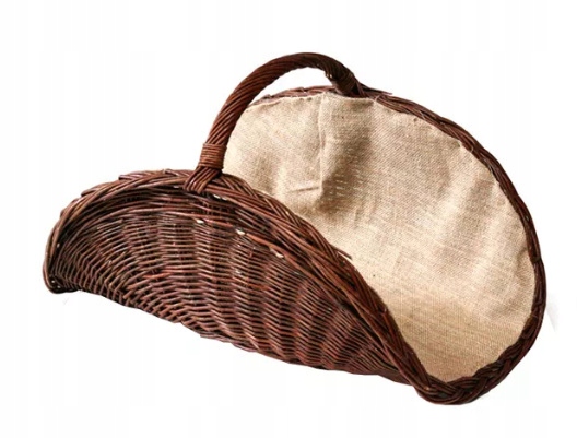 Levně Proutěný koš na dřevo s lněným polstrováním