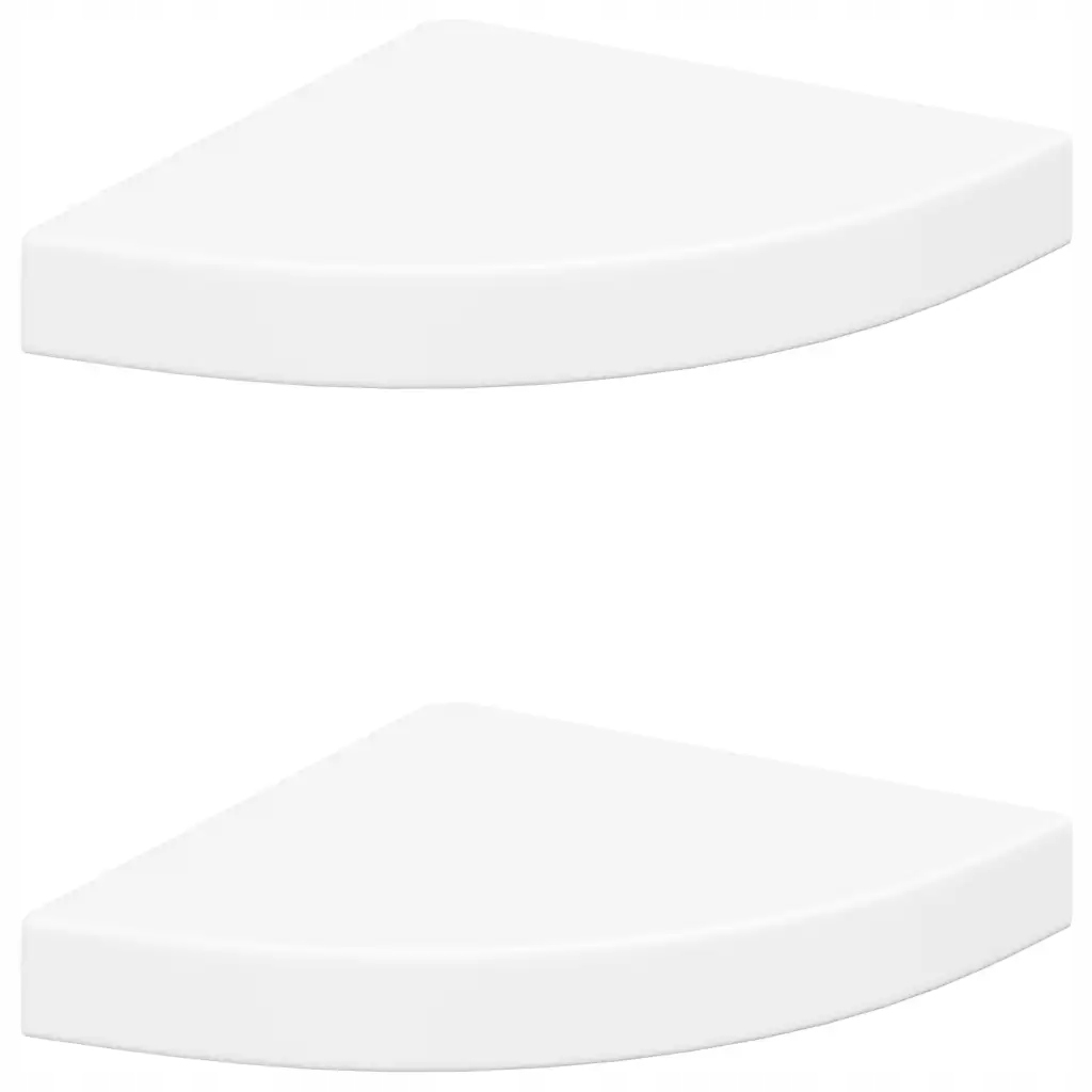 Sada 2 bílých rohových polic z MDF/kovu 25x25x3,8 cm