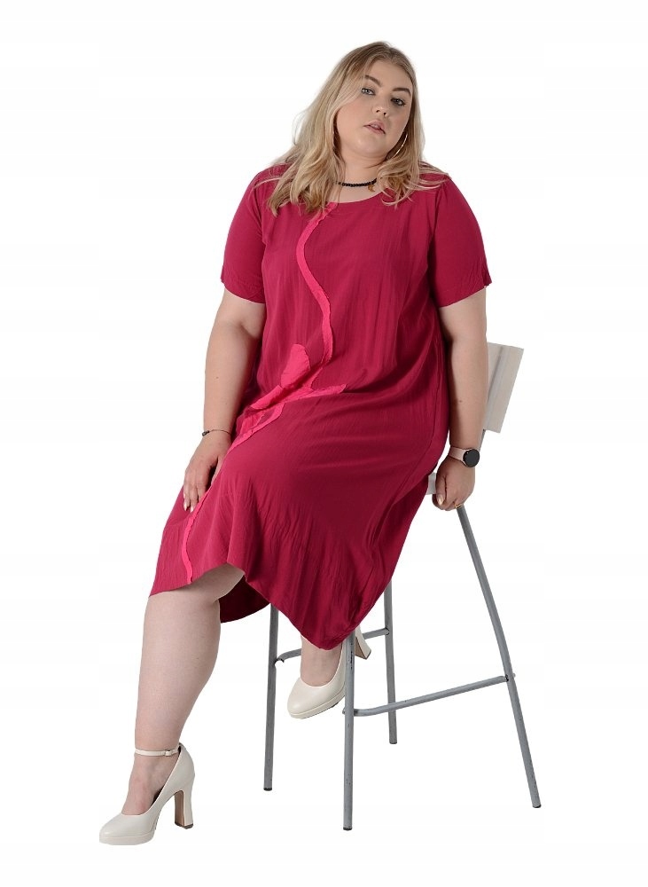 Pata Plus Size Vizitková Sukně S Květem Tmavě Růžové Barvy PT14 52