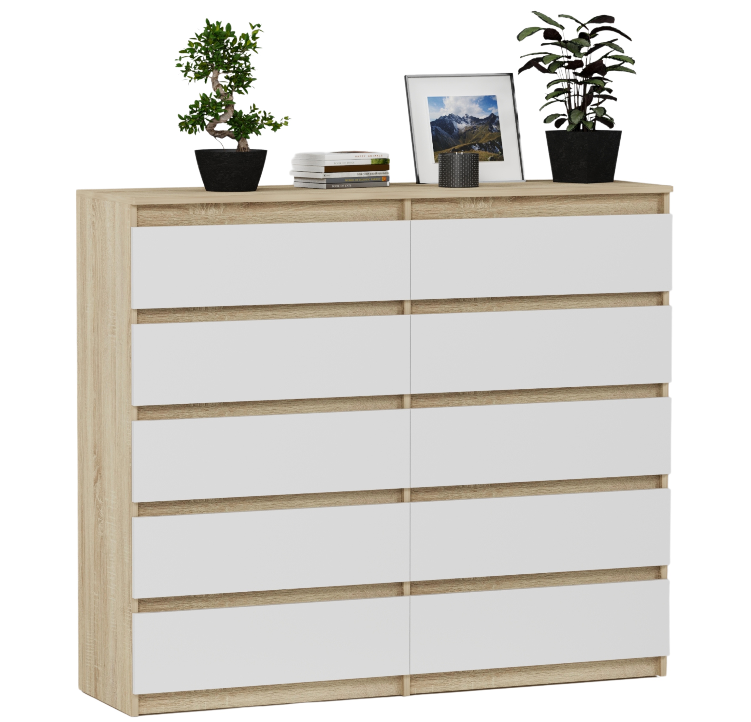 Nowoczesna KOMODA 140 SZAFKA 10 SZUFLAD SONOMA mix