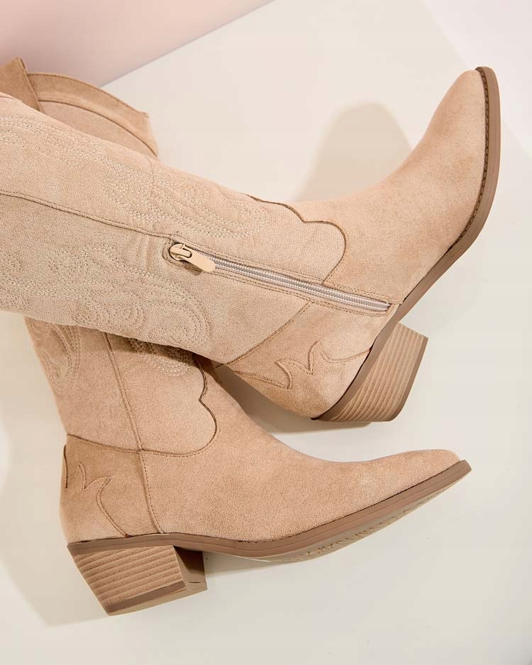 BEŻOWE BUTY KOWBOJKI DAMSKIE LIEFFIL 40 Marka Royalfashion