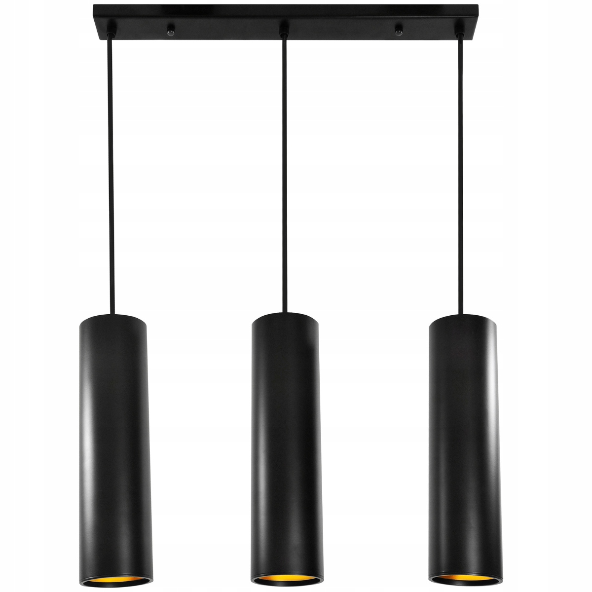 Závěsná lampa lišta 3 černé bodové trubky nad stůl ostrov moderní Polux