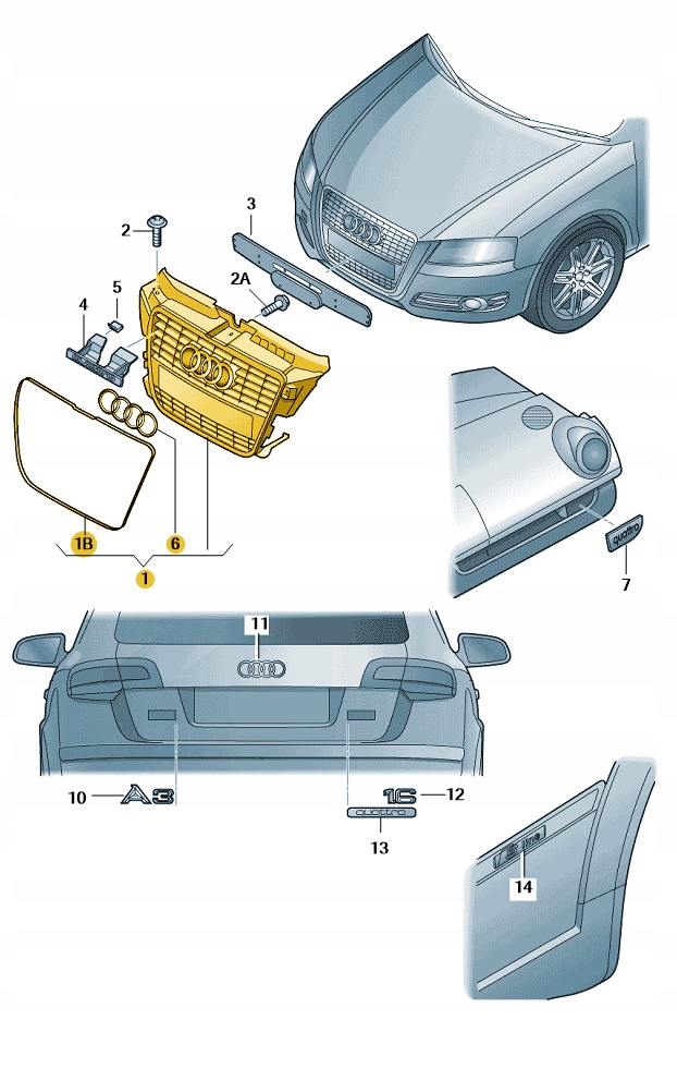 NOWE ORYGINALNE AUDI OE ATRAPA 8P0853651M1QP