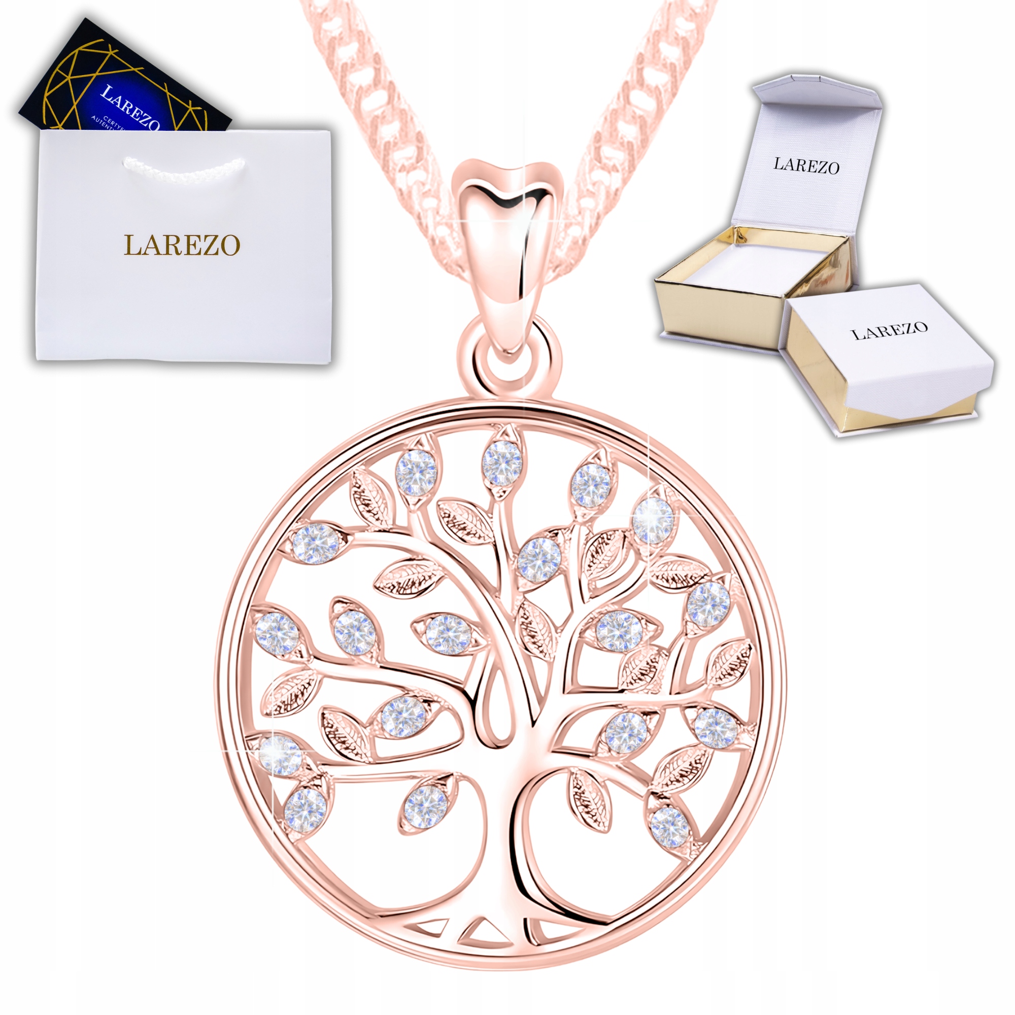 Pozlacený náhrdelník se stromem a zirkony Strom života Stříbro 925