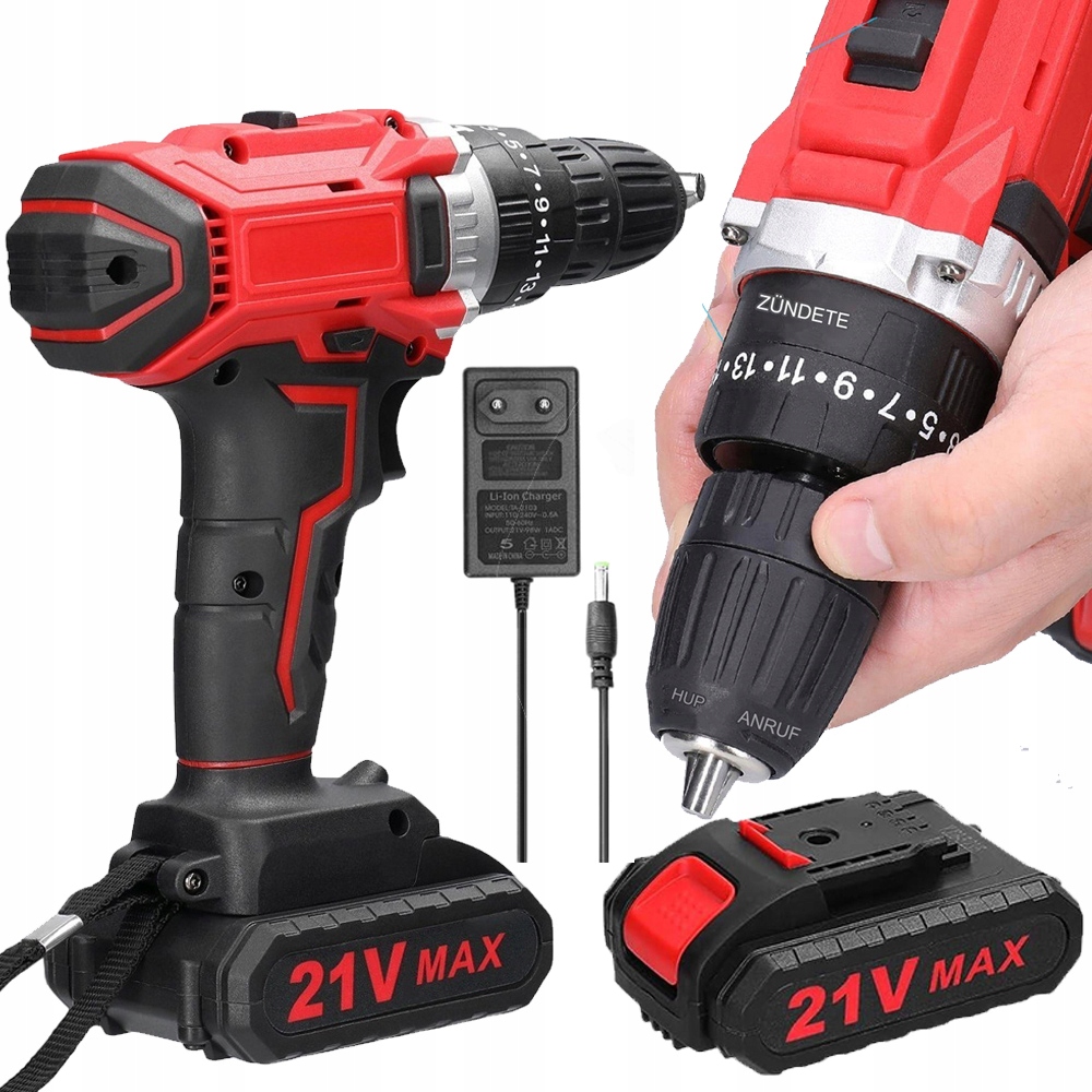 Aku Vrtačka Akumulátorový 2xAKU Výkonný 21V Šroubovák