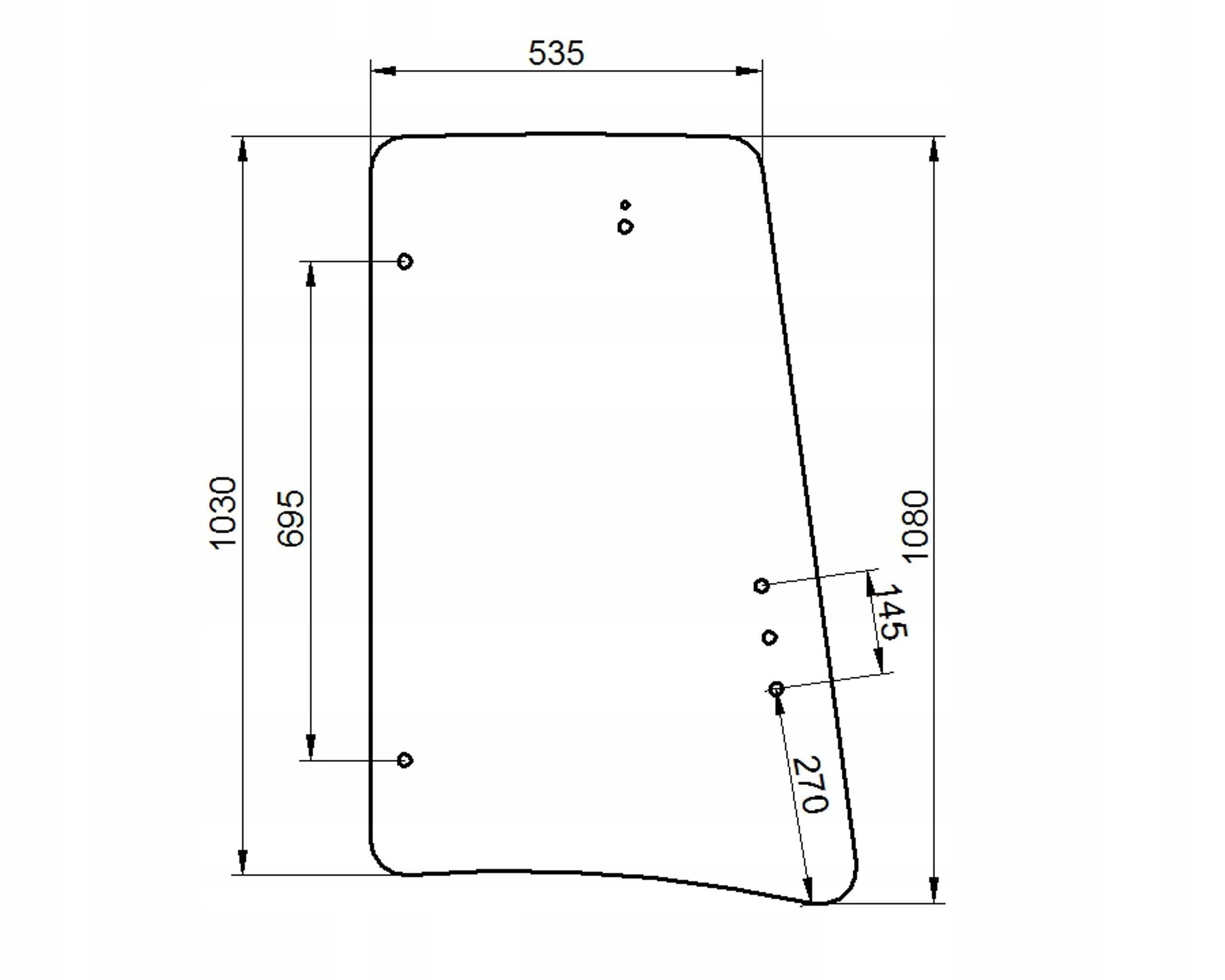 sklo Jcb boční pravé 827/80249 P21 3CX 4CX