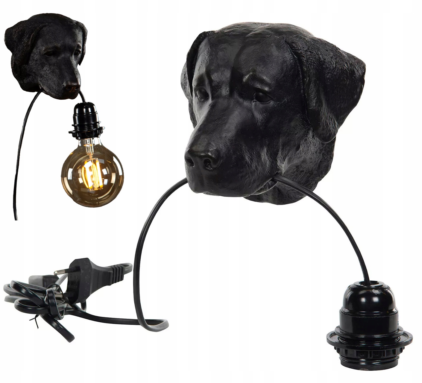 Lampa Pes Černá Nástěnné Svítidlo k zavěšení s vypínačem ozdoba