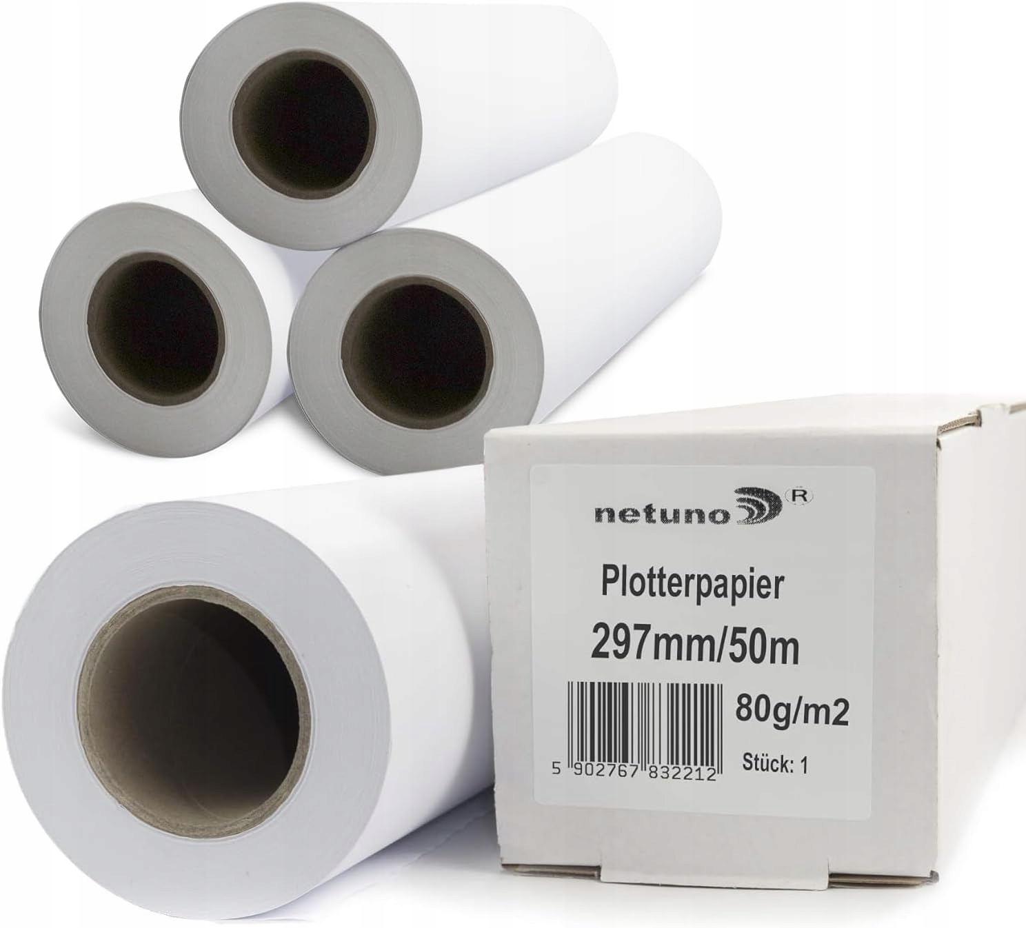 Zestaw 4 rolki Papier do plotera w roli 297 x 50mb 80g do planów projektów