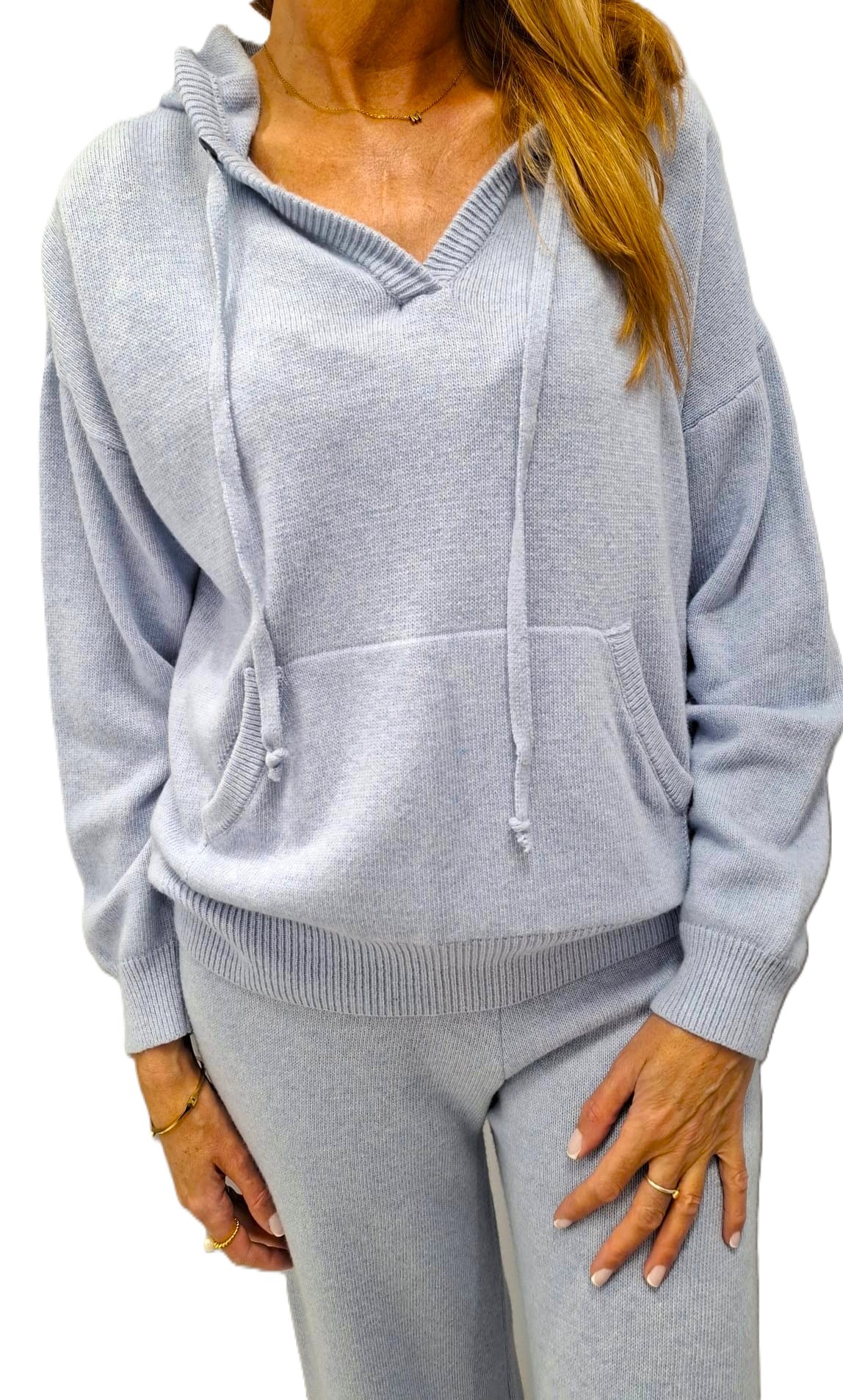 Cocomore Yarn Premium Svetr kalhoty Komplet Vlna Kašmír Modrý Nový