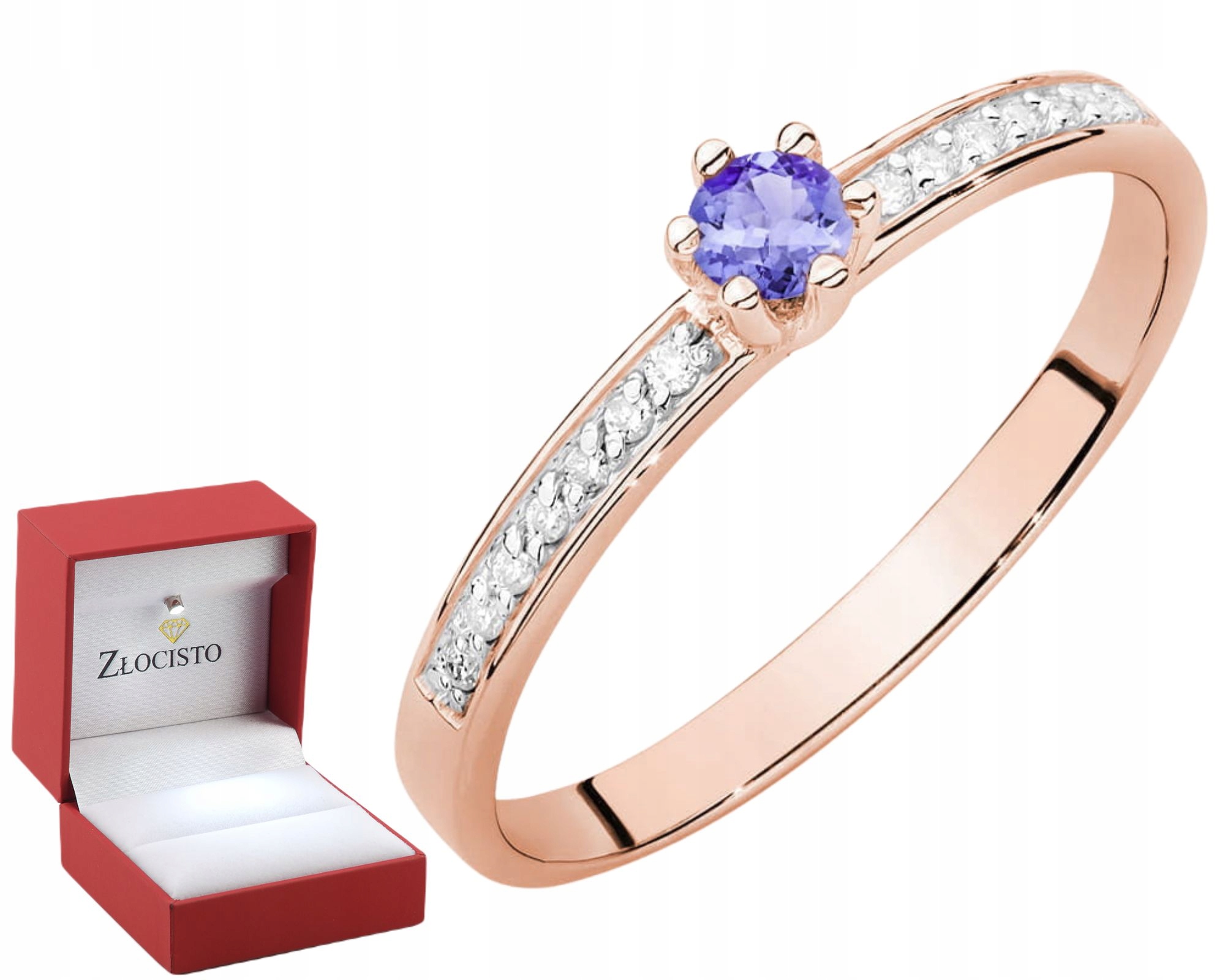 Růžové Zlato Prstýnek S Tanzanitem A Diamanty Zlato 585 Dárek Gravírování