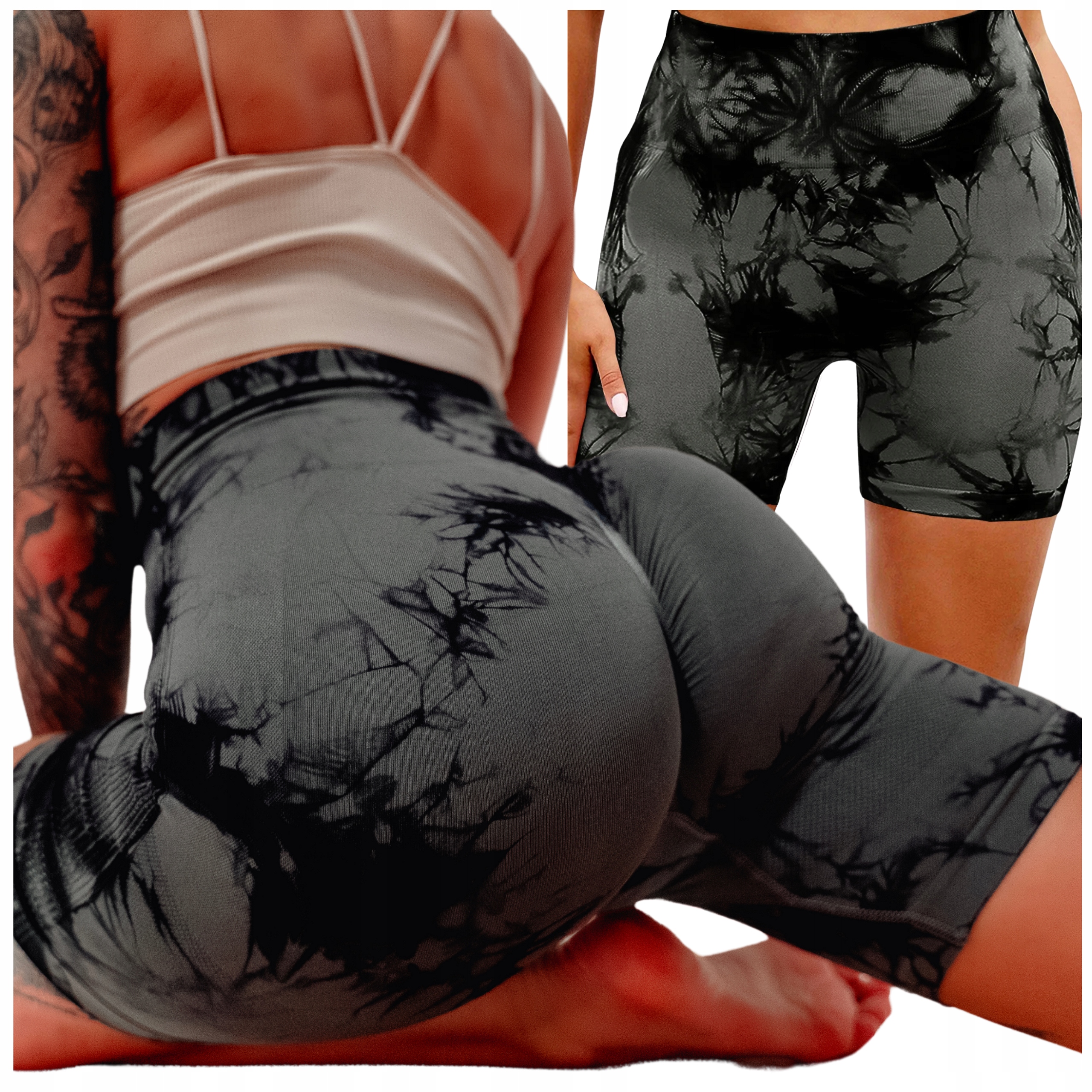 Legginsy Damskie Sportowe Spodenki Push Up Szare Fitness Sexy Kolarki S