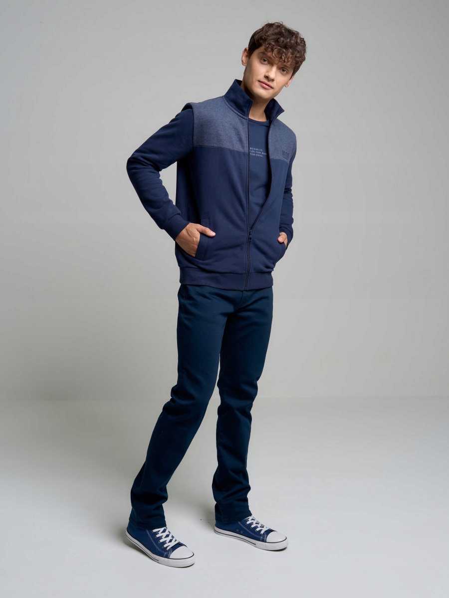 Big Star Pánská Rozepínací Mikina Se Stojáčkem, Tmavě Modrá, Joe 403 XXXL