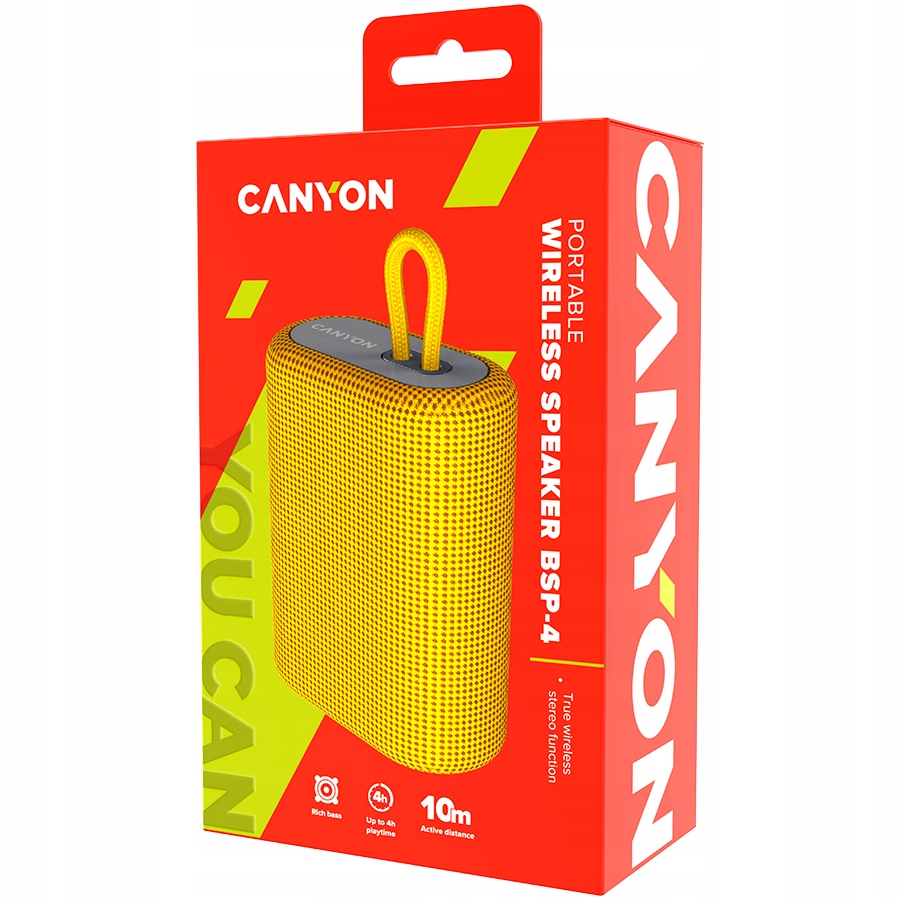 CANYON Głośnik Bluetooth BSP-4 5W Radio FM Żółty — 8