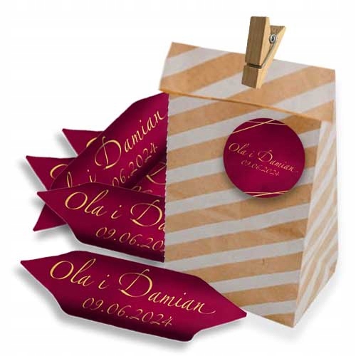 KRÓWKI personalizowane w torebce KRAFT chrzest roczek urodziny ślub MIKOŁAJ