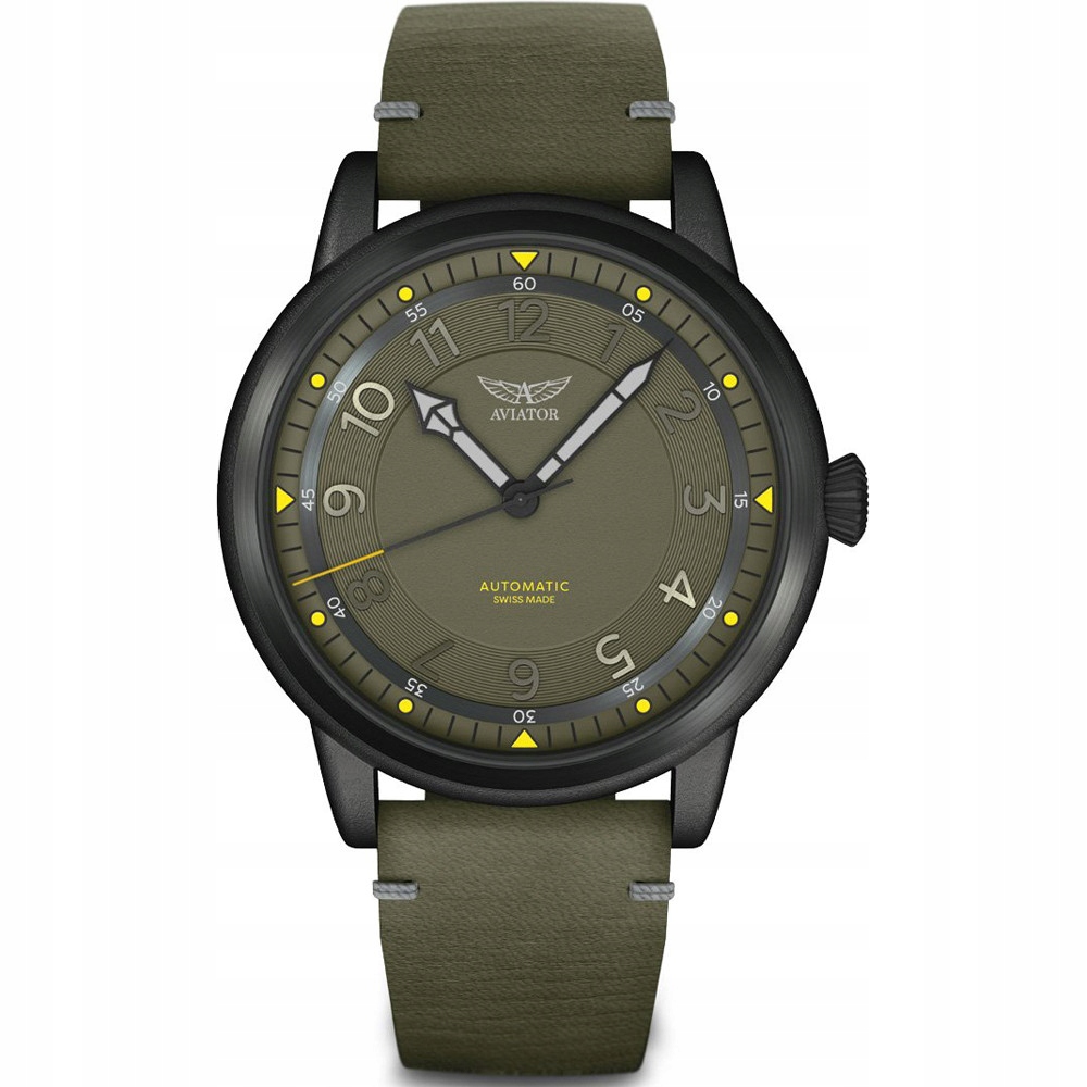 Zegarek męski Aviator V.3.31.zielony na czarnym tle