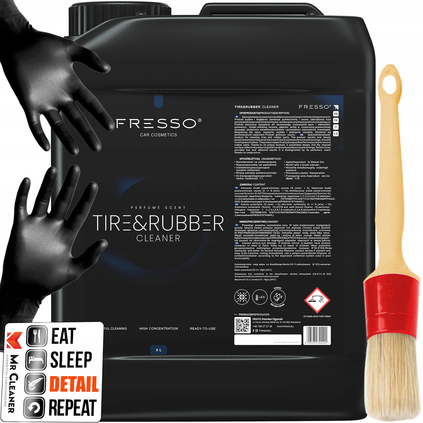 FRESSO TIRE & RUBBER CLEANER PŁYN DO CZYSZCZENIA OPON GUMY W AUCIE 5L