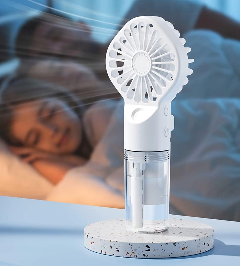 WIATRAK DO RĘKI WENTYLATOR WIATRACZEK USB RĘCZNY Funkcje nawilżanie powietrza