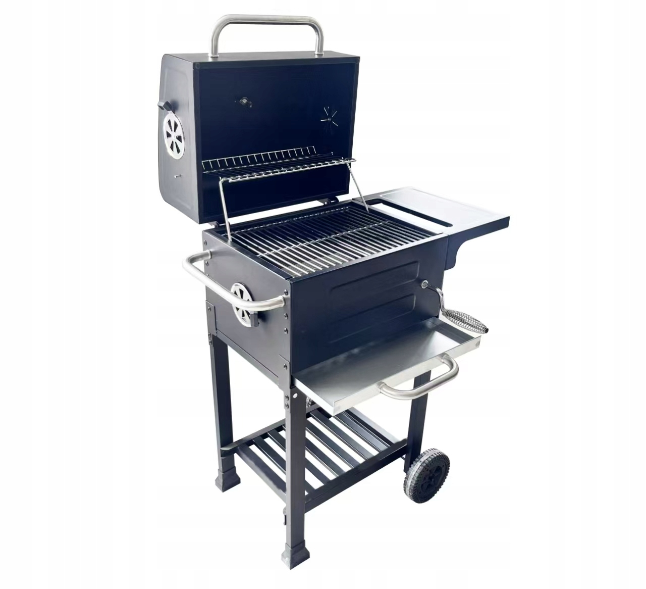 GRILL WĘGLOWY OGRODOWY Z KOMINKIEM POPIELNIK PODWÓJNY RUSZT POKRYWA solidny Producent inny