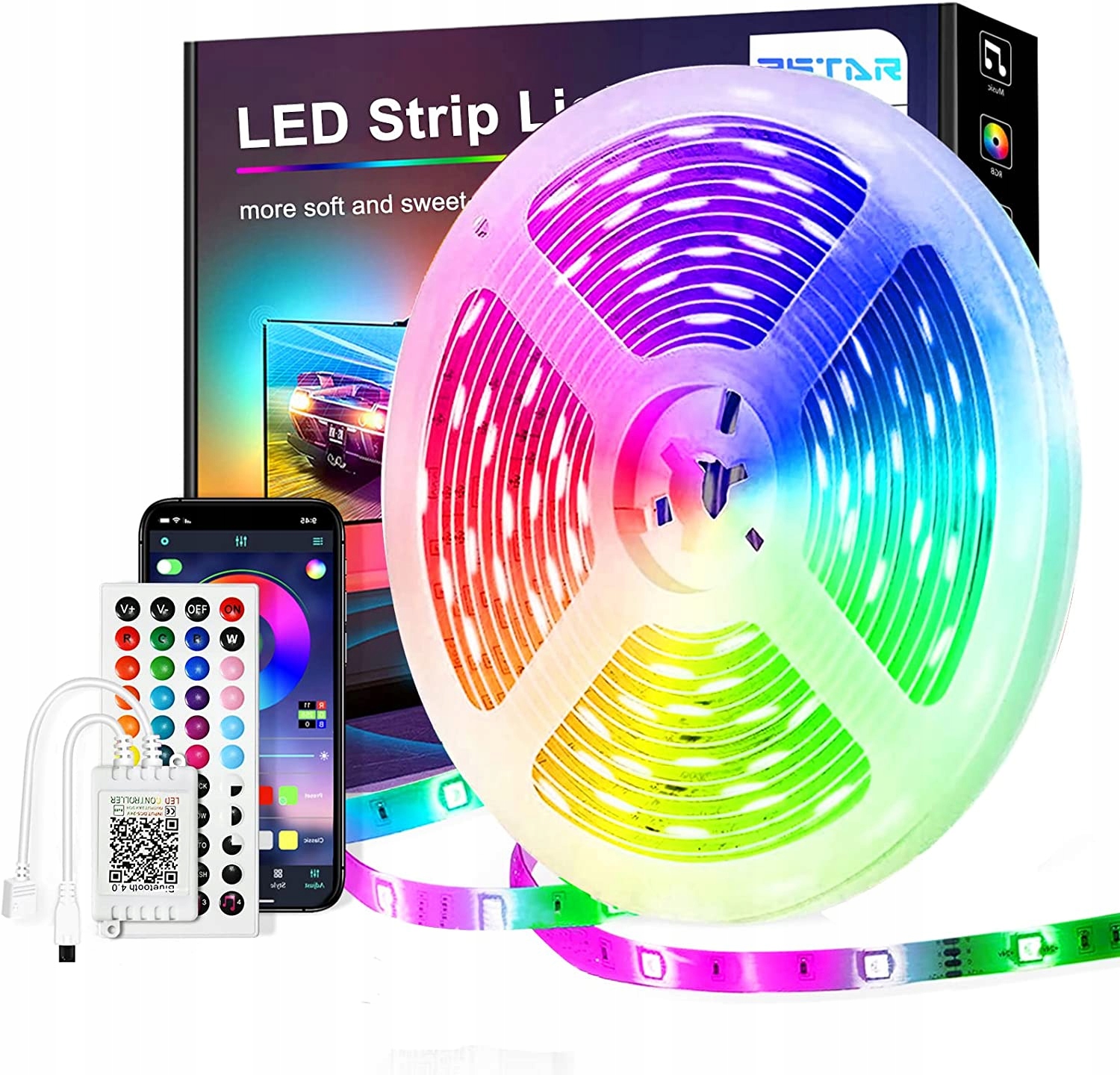 

Taśma Led 15M Rgb 5050 Bluetooth Aplikacja Zestaw