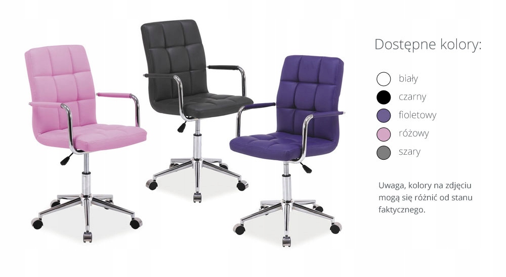 FOTEL BIAŁY ECOSKÓRA OBROTOWY BIUROWY MŁODZIEŻOWY Szerokość mebla 45 cm