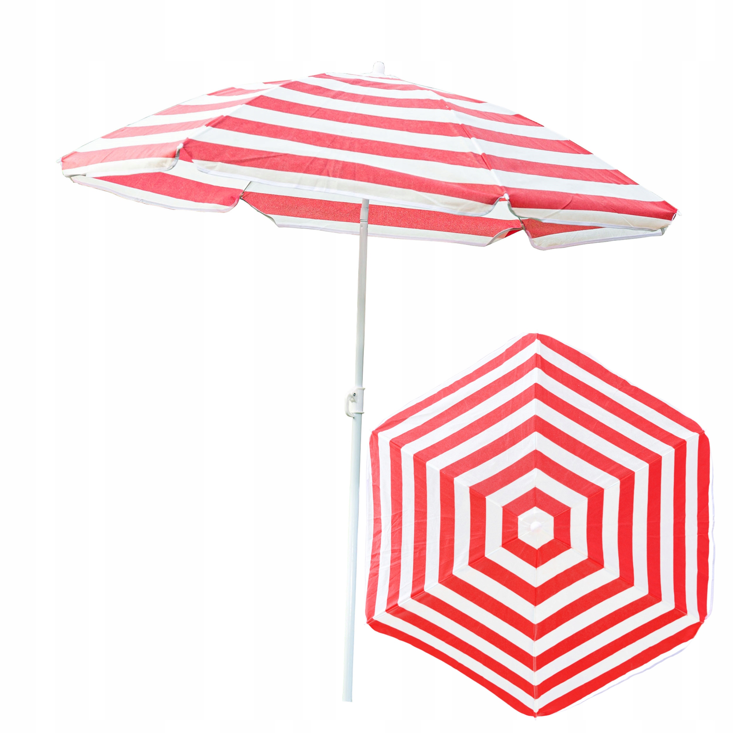 

Parasol Ogrodowy Plażowy ø135cm Czerwony Łamany