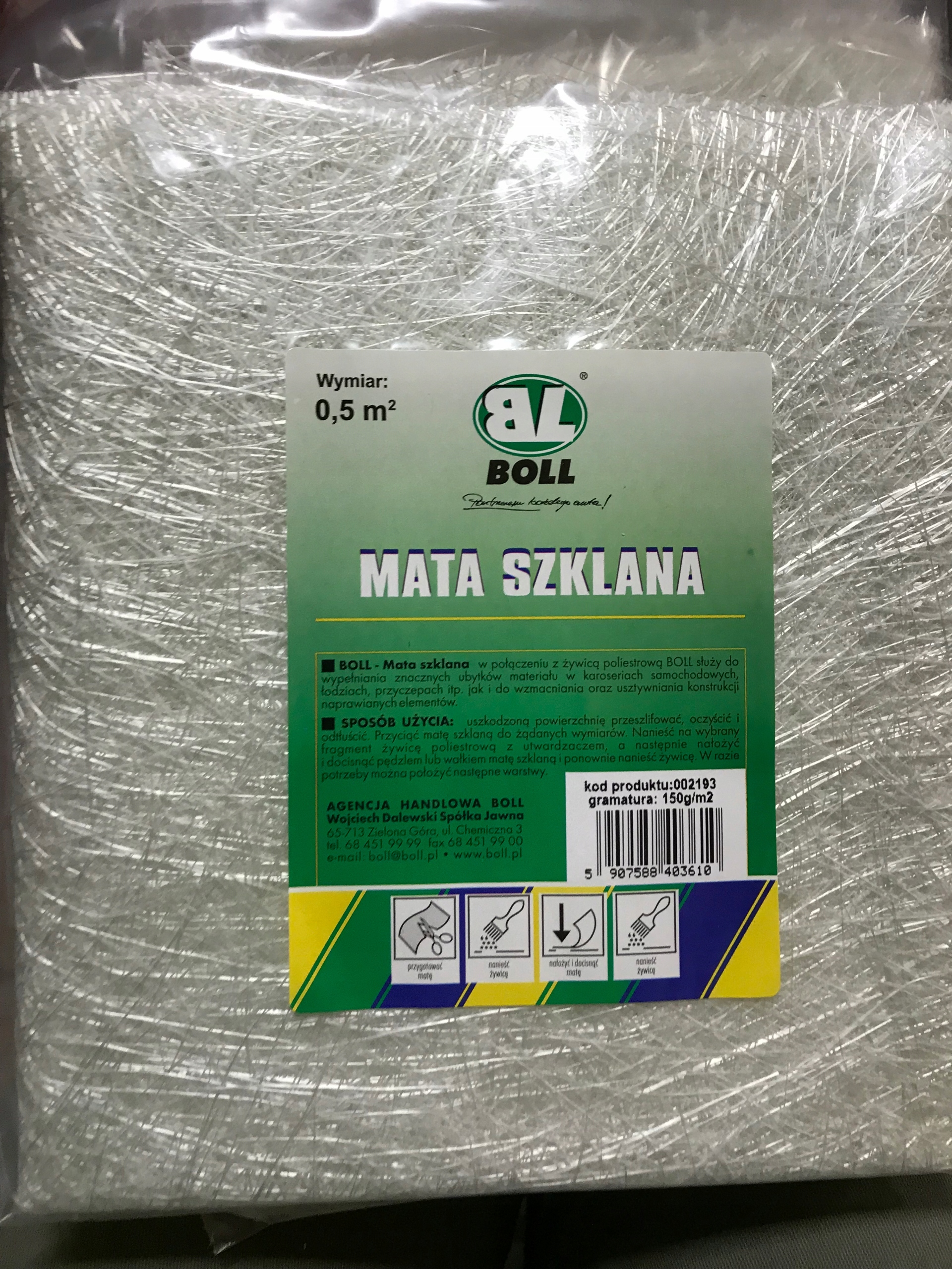 Mata szklana BOLL 0,5M2 GR. 150G/M2