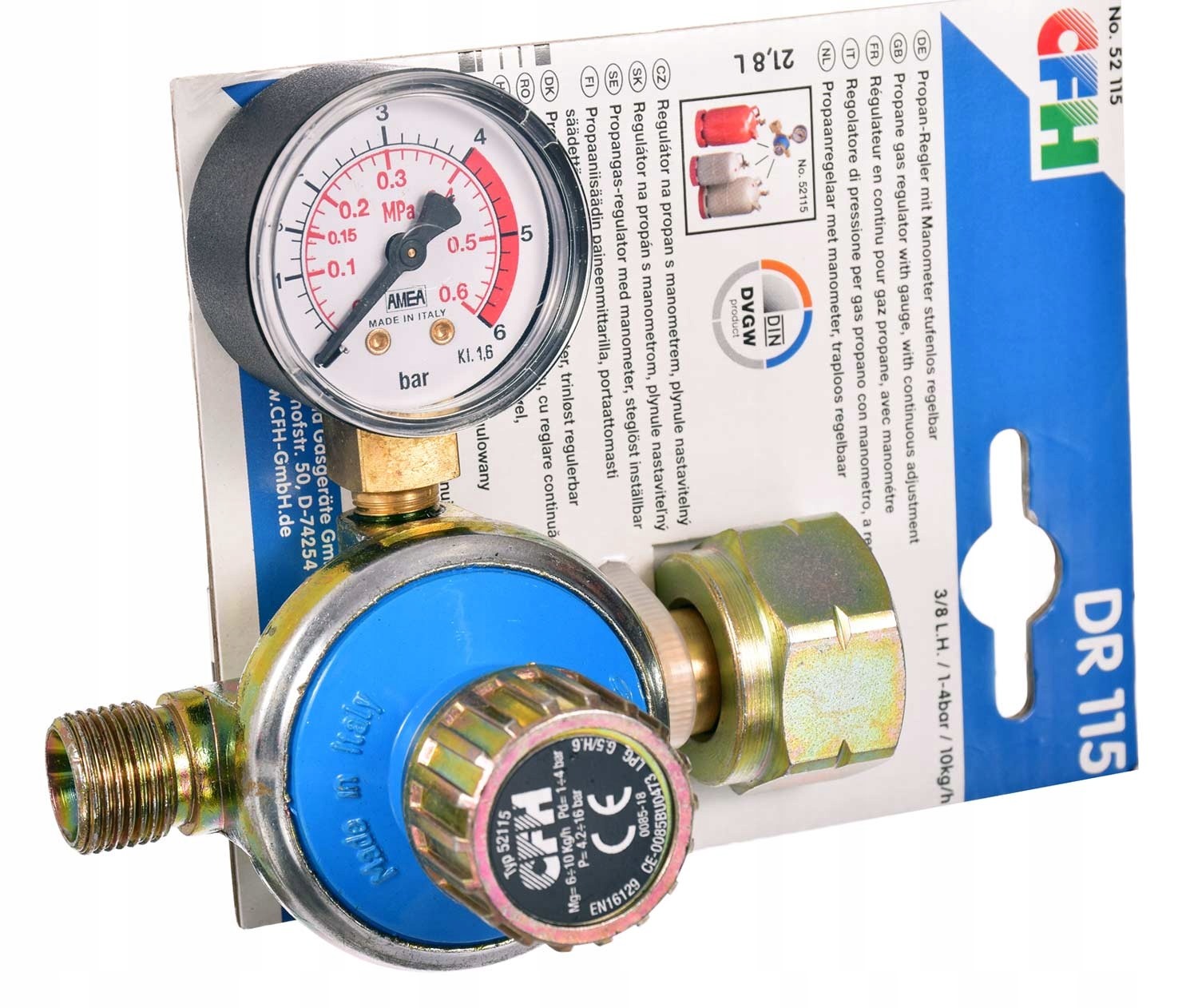 Reduktor Pro Plynovou Láhev Prop-butan 11 Kg 1-4 Bar Lpg Manometr