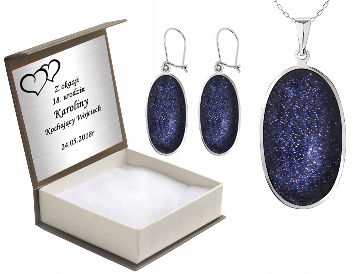 

Komplet Biżuterii Srebrnej Z Nocą Kairu + Grawer