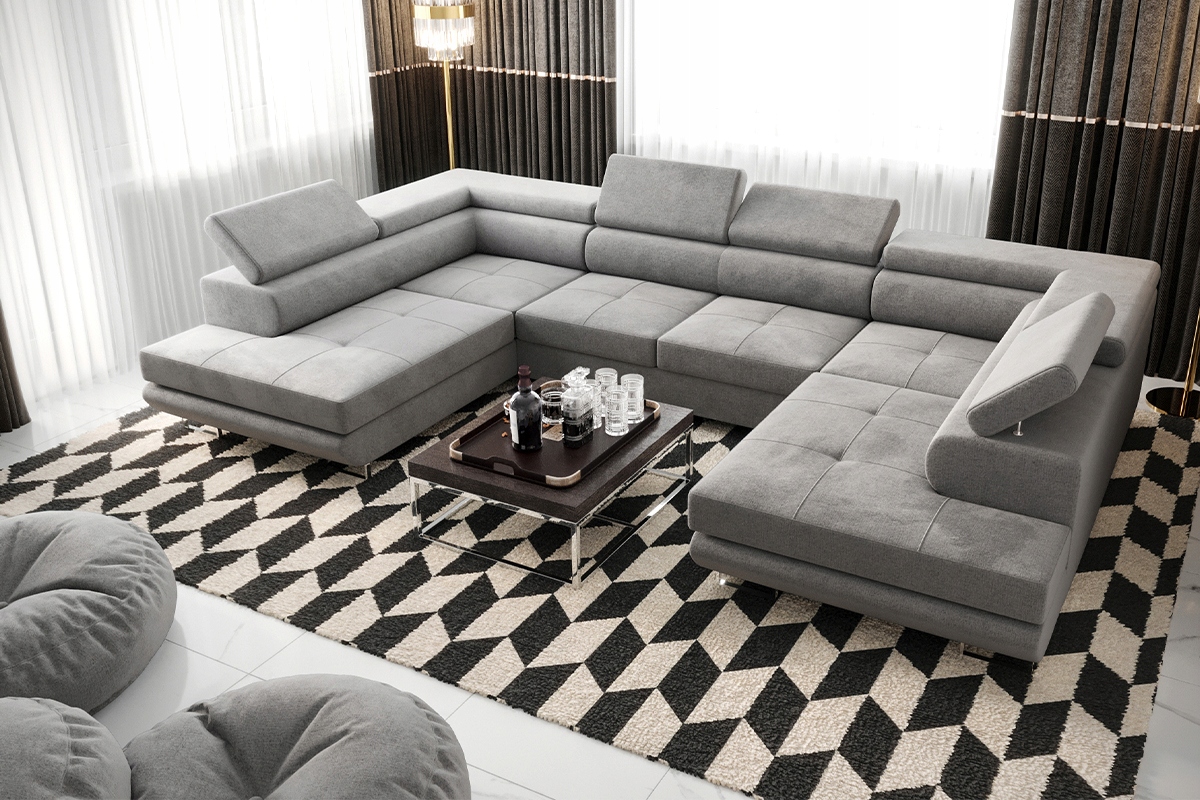 Rohová Sedací Souprava tvar U Moderní 342x202 Design FN81U