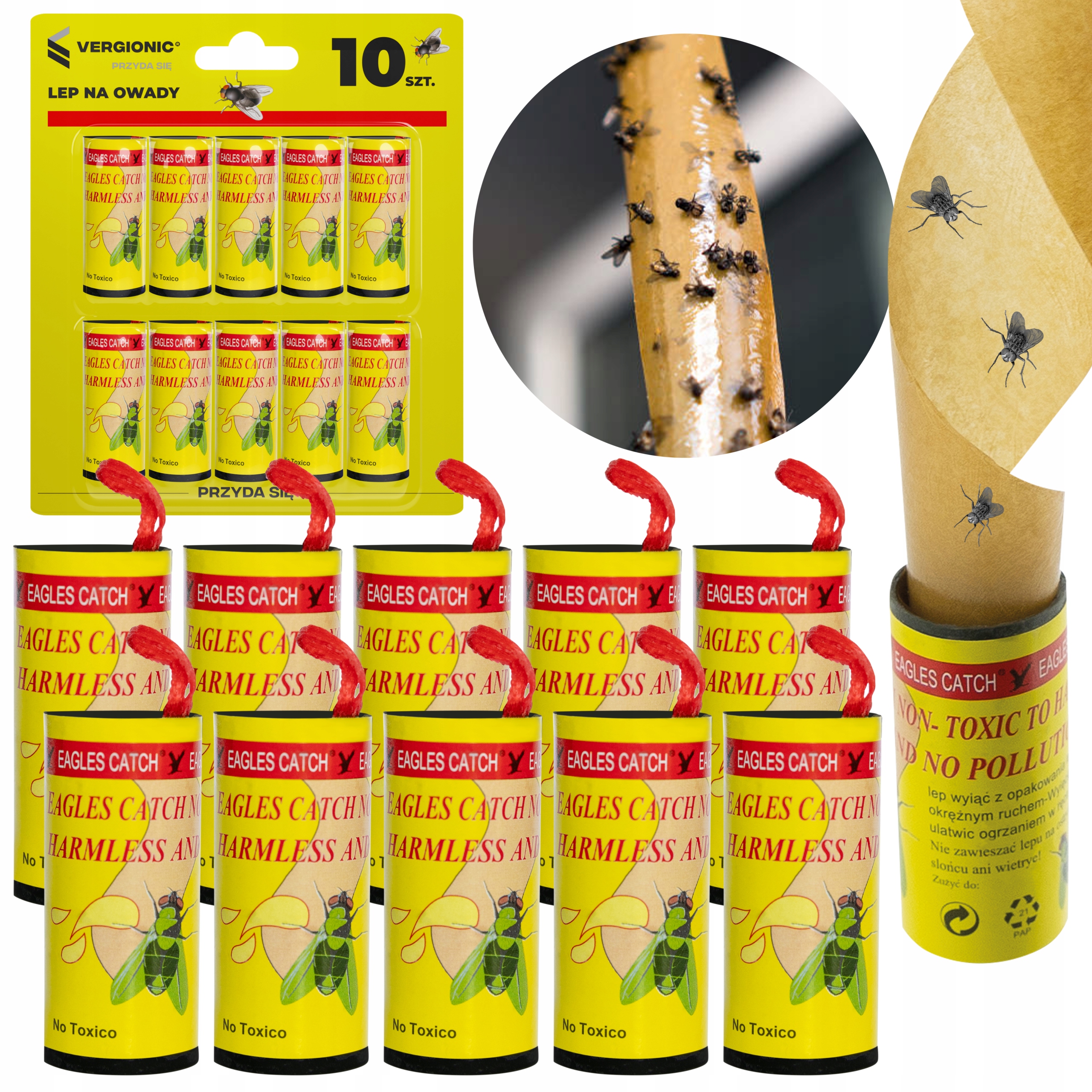 LEP PUŁAPKA LEPOWA NA MUCHY MUSZKI OWOCÓWKI 10 SZT Producent Vergionic