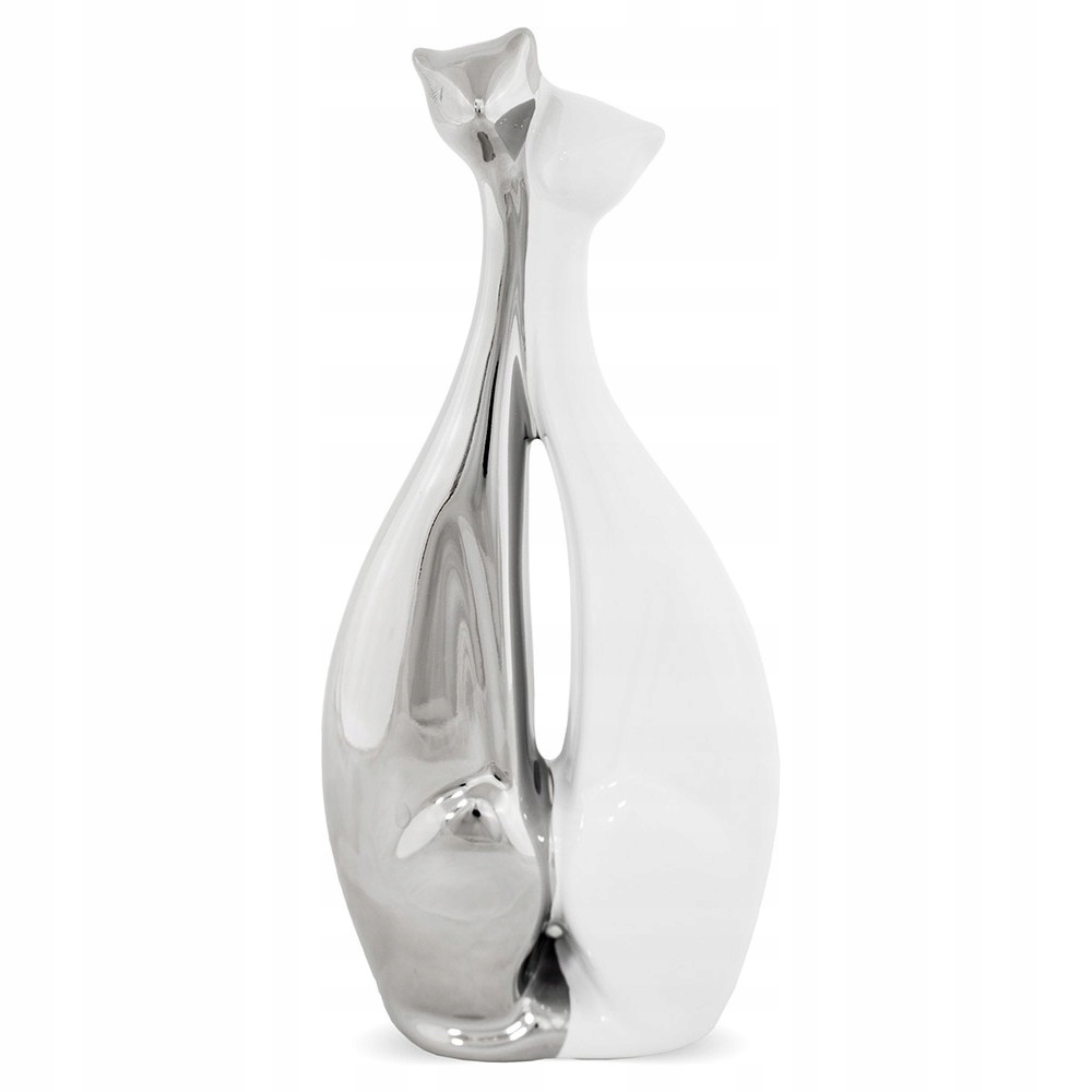 

Figurka Zakochane Koty Biała Srebrna 20cm Kot
