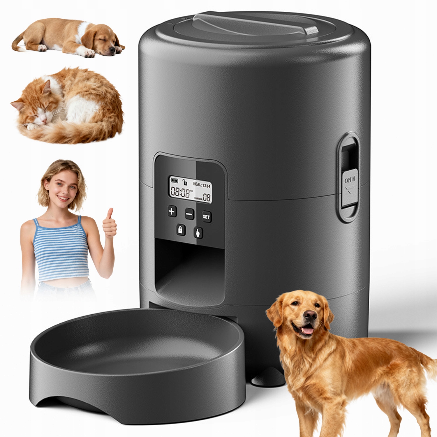 Levně Automatické Krmítko Pro Zvířata Dávkovač Krmiva 2000 ML Snadné Čištění