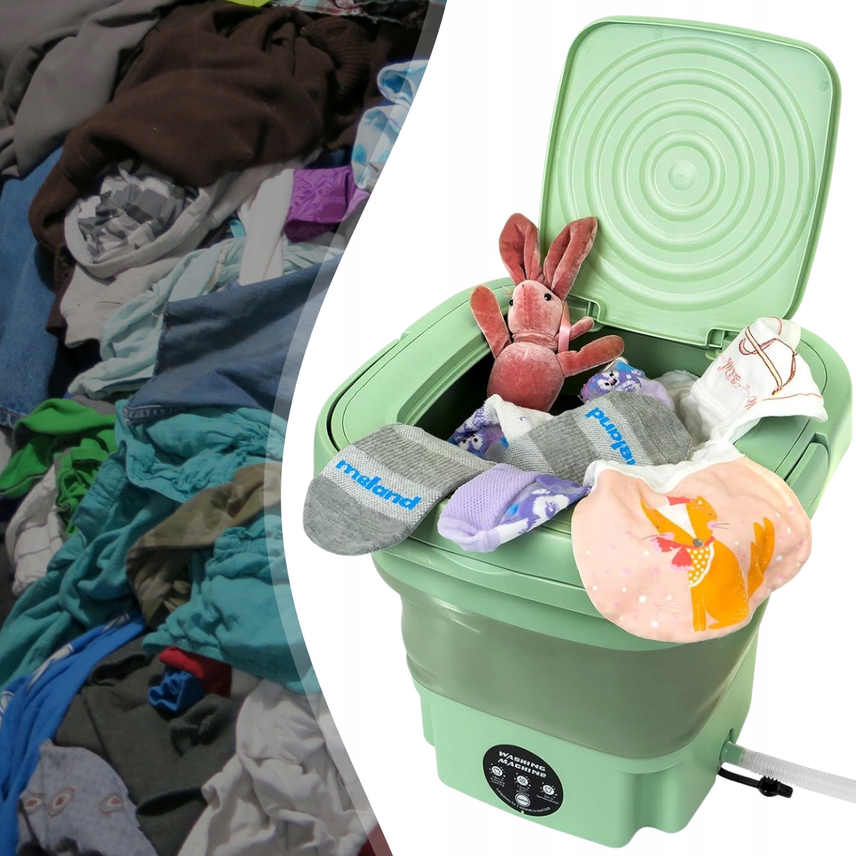 SKŁADANA MINI PRALKA PRZENOŚNA AUTOMATYCZNA PODRÓŻNA TURYSTYCZNA 8L Programy prania 3