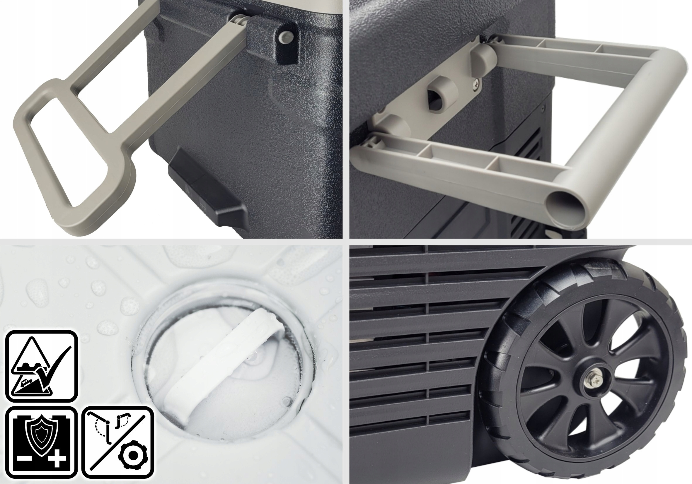 55L lodówka zamrażarka -20°C 12V/24V|230V BT bluetooth samochodowa + kółka Rodzaj elektryczne