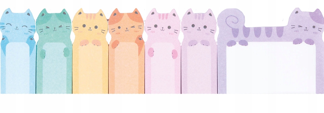 KARTECZKI ZAKŁADKI SAMOPRZYLEPNE Z WESOŁYMI KOTKAMI KOTKI Marka Kidea