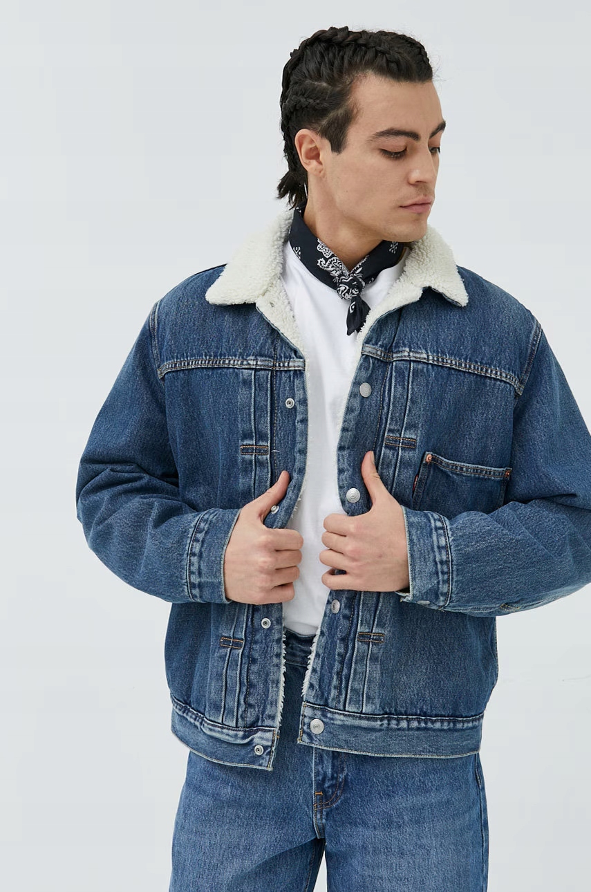 Levi's pánská džínová bunda, modrá, přechodová, oversize, velikost XL