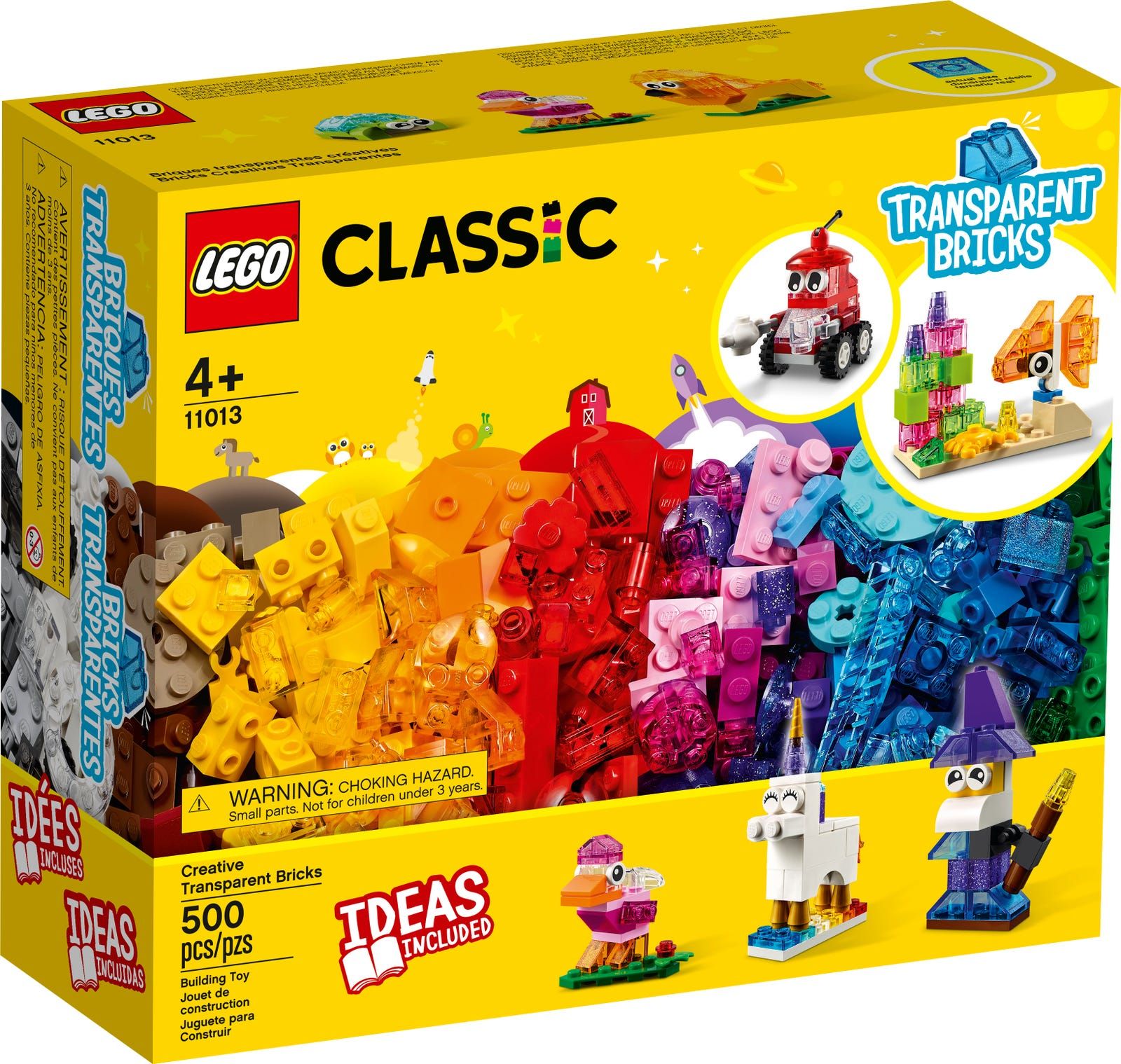 KLOCKI LEGO CLASSIC 11013 PRZEZROCZYSTE 500 SZT