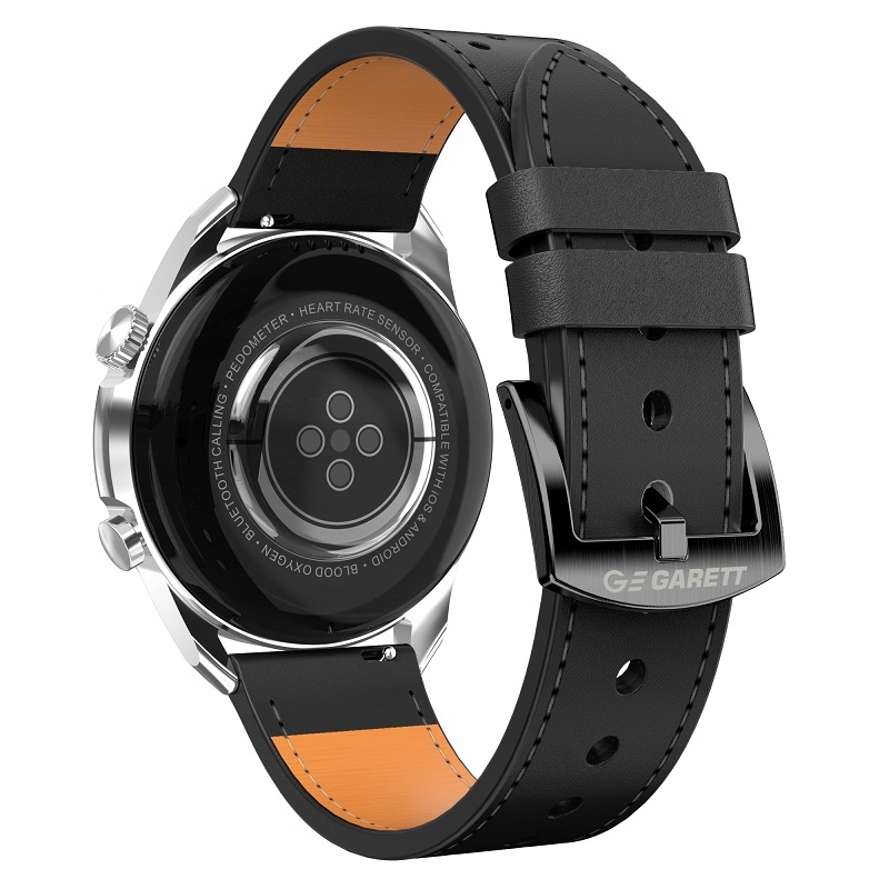 SMARTWATCH GARETT V10 SREBRNO-CZARNY SKÓRZANY Transmisja danych brak