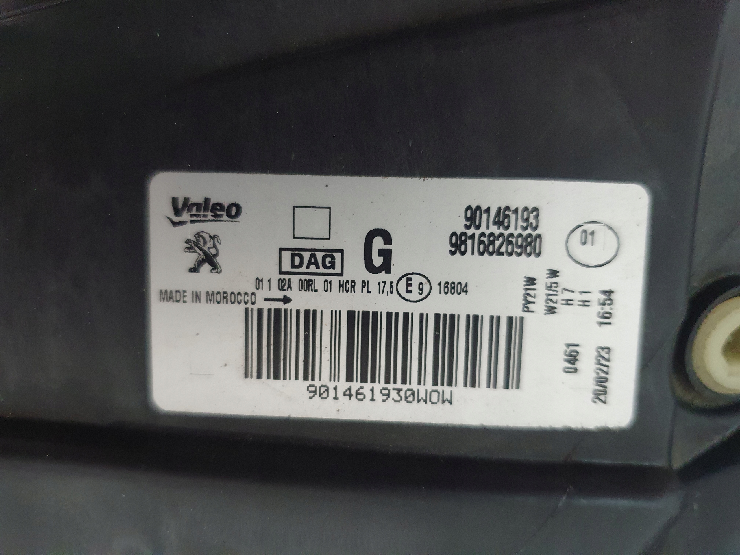 PEUGEOT PARTNER RIFTER light REFLEKTOR left front front 9816826980