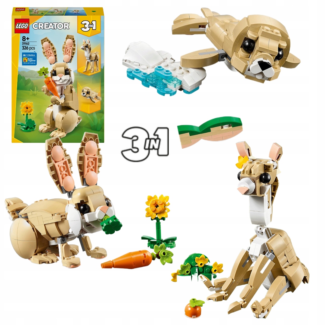 Lego Creator 3v1 31162 Roztomilý Králíček Lama Tuleň Ryba Mrkev Slunečnice