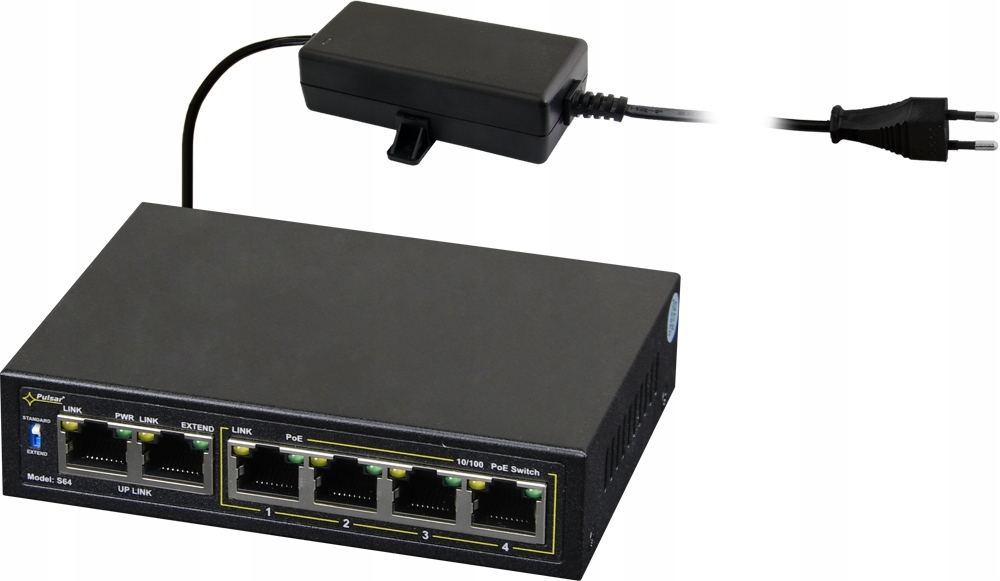 Switch PoE 35W 6-portový 4xPoE S64-40W Pulsar