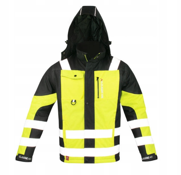 Ocieplana Kurtka Zimowa Classic-vis Oxford Wodoodporna Odblaskowa żółta 3XL