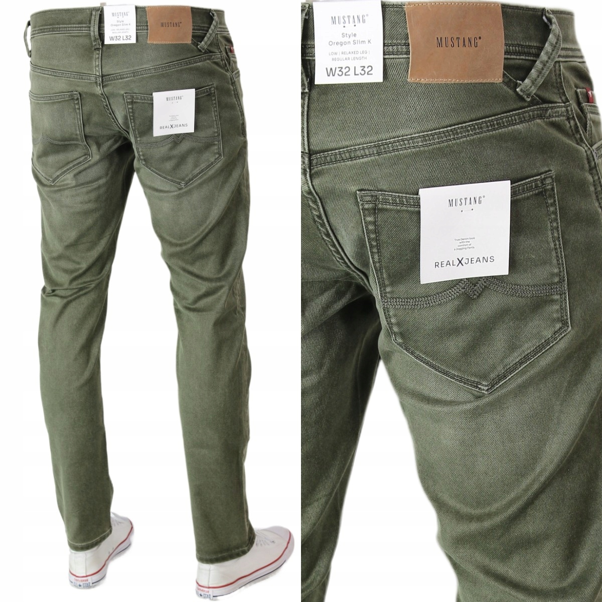 Mustang Oregon Slim K Spodnie Jeans Tapered "Olive"_ W32 L32