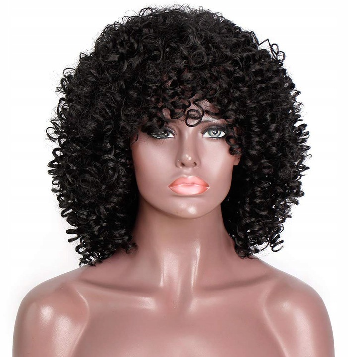 

Peruka Włosy Krótkie Kręcone Loki Czarne Afro W15