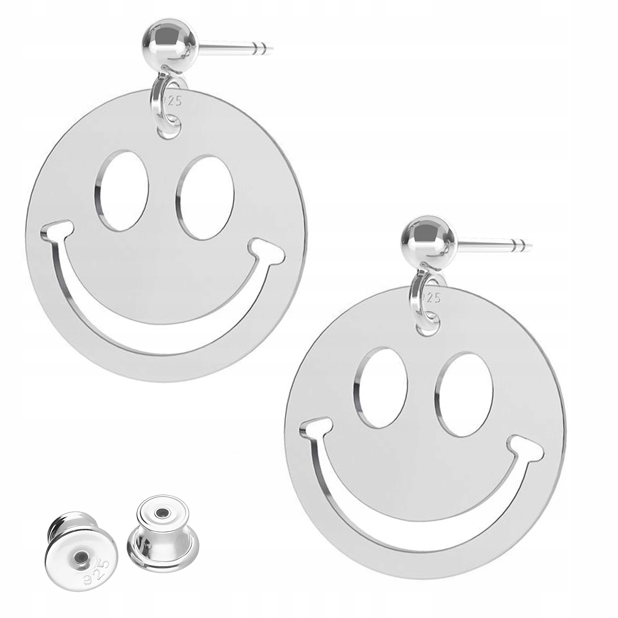 Stříbrné Náušnice Emotikon Emoji Smajlíci Emotikony Tváře Stříbro 925