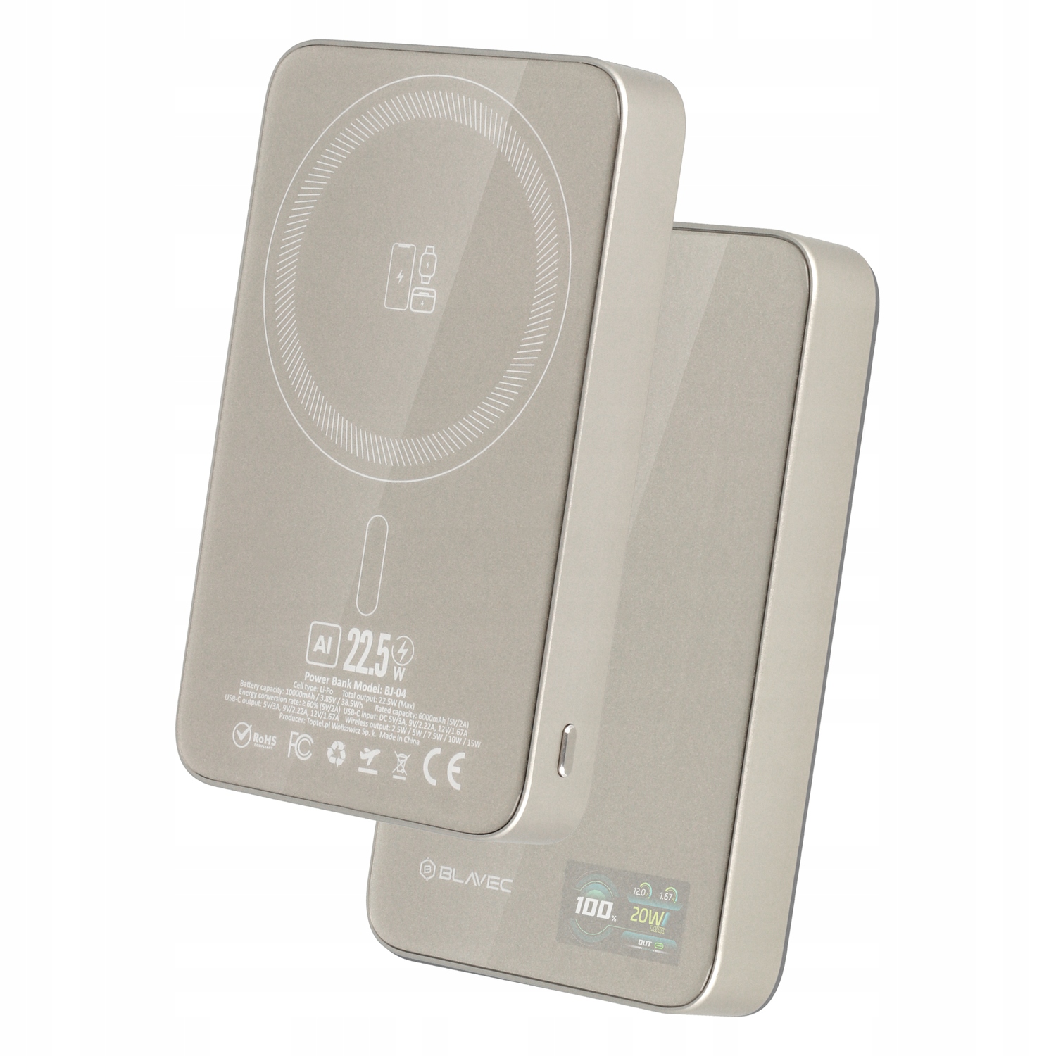 Blavec Magsafe Magnetická Mini Indukční Powerbanka Tenká 10000 mAh 22,5 W